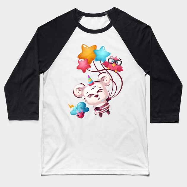 Cute Baby Panda Baseball T-Shirt by P-ashion Tee